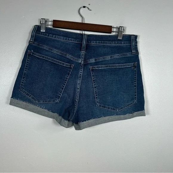 Madewell Size 30 High Rise Denim Jean Shorts Cuffed Raw Hem Blue - Picture 2 of 3